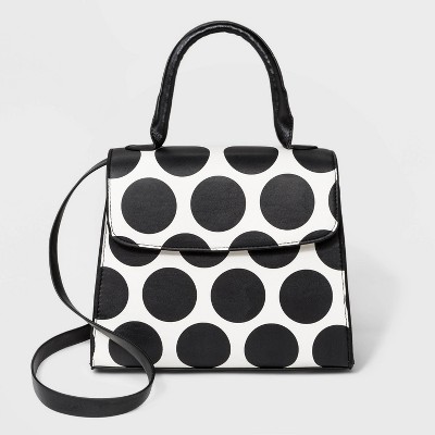 black and white polka dot purse