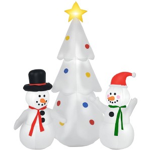 HOMCOM 6ft Christmas Inflatable Snowmen with Christmas Tree, Outdoor Blow-Up Yard Decoration with LED Lights Display - 1 of 4