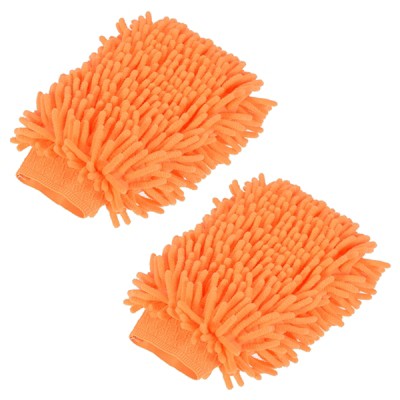 Unique Bargains Microfiber Soft Chenille Double Sided Cleaning Gloves 9.84  X 6.69 2 Pcs Orange : Target