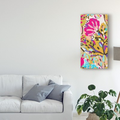 Vibrant Multicolor Abstract Floral Canvas Art, 32" x 16"