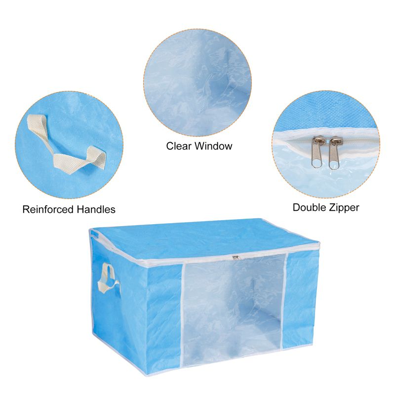 Unique Bargains Foldable Clothes Storage Bins Closet Organizers with Reinforced Handles Blankets Bedding, 4 of 7