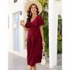 WhizMax Maternity Dress Women's V Neck Short Sleeve Smocked Ruffle Tiered flowing Pleated Midi Dress Photoshoot Baby Shower - 2 of 4