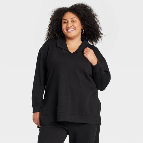 Womens black tunic sweatshirt sale