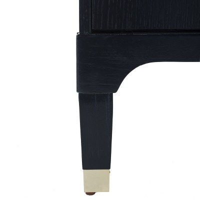 Navy Brushed Finish 3-Drawer Nightstand with Nickel Accents