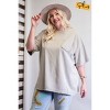 Slickblue Women's Plus Size Cotton Tunic Top, Boxy Fit, Mineral Wash, Round Neck, Light Mustard/Light Mudd, Size 1XL-3XL - 3 of 4