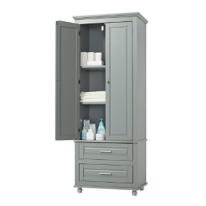 TiramisuBest Tall Storage Cabinet with Two Drawers for Bathroom/Office, Grey - 1 of 4