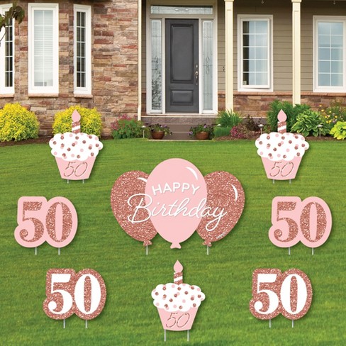 Big Dot Of Happiness 50th Pink Rose Gold Birthday - Yard Sign And ...