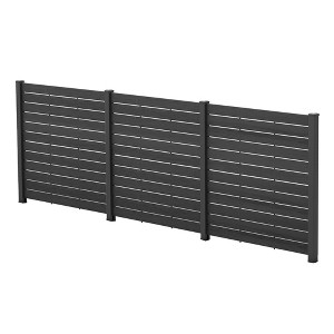 Kozyard 50" W x 48" H Black Privacy Screens Fence Panel Specifically for Hard Surfaces Aluminum Post Flat Fence Kit for AC Trash Can Storage - 1 of 4