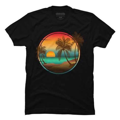 Men's Design By Humans Vintage Nature Sunset Palm Trees By Punsalan T ...