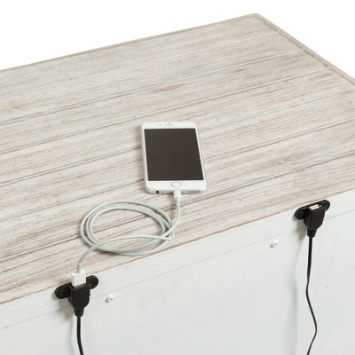 Rustic Off-White 3-Drawer Nightstand with USB Ports