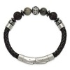 Chisel Stainless Steel Brushed Lava and Tiger's Eye and Hematite Black Leather 8" Plus .5" Ext. Bracelet - 4 of 4