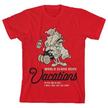 Looney Tunes World Class Acme Vacations Men's Red Graphic Tee