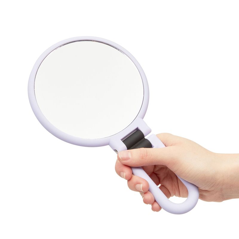 Glamlily Purple Hand Held Magnifying Mirror for Makeup, Travel, 1/10x Magnification (5.35 in), 4 of 10