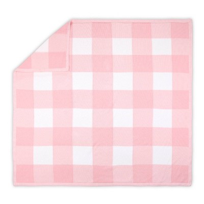 The Peanutshell Farmhouse Check Soft Baby Blanket, Pink