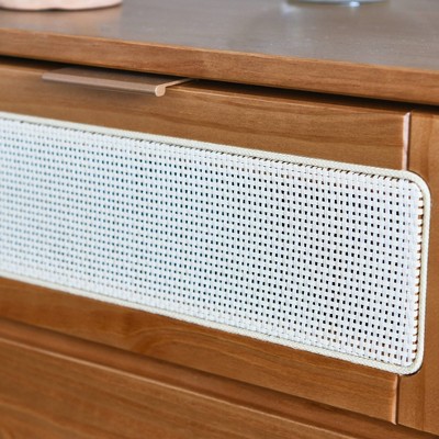 Crawford Light Brown Pine Wood Nightstand with Cane Detail