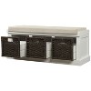 CAVINAS Storage Bench Shoe Rack Rustic Storage Bench with 3 Removable Rattan Basket, White - 3 of 4