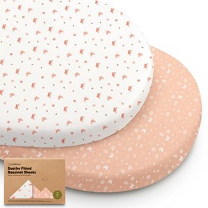 KeaBabies Organic Bassinet Sheet for Baby Girls, Boys, 2-Pack Soothe Bassinet Fitted Sheets, Bedside Bassinet Mattress Sheet - 1 of 4