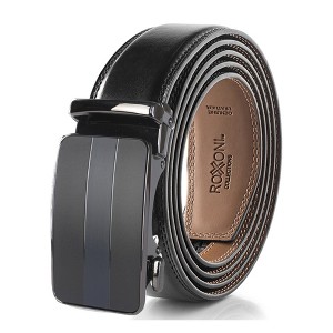 Roxoni Men's Genuine Leather Ratchet Dress Belt with Automatic Double Gloss Buckle, Enclosed in an Elegant Gift Box - 1 of 4