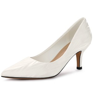 Perphy Women's Classic Wedding Pointed Toe Printed Slip-on Kitten Heel Pumps - 1 of 3