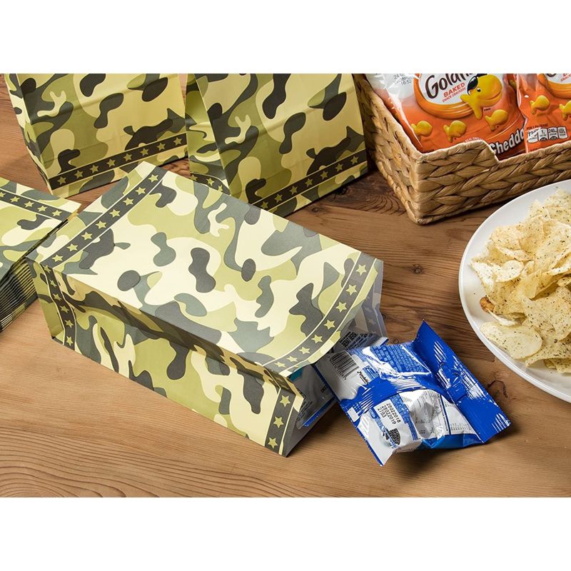 Blue Panda 36-Pack Camo Camouflage Party Favor Bags for Kids Birthday Treat, Goodie & Gifts, 8.7 inches, 2 of 7