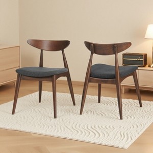 KWPZQEB Fabric with Oak Finish Dining Chairs Set of 2, Dining Chairs with Ergonomic Back & Upholstered, Kitchen Chairs for Dining Room - 1 of 4