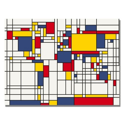 Trademark Fine Art -Michael Tompsett 'Mondrian World Map' Canvas Art