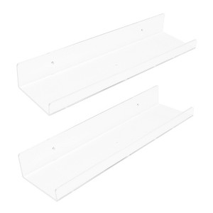 Unique Bargains Clear Acrylic Floating Wall Shelves for Bathroom Bedroom Kitchen - 1 of 4
