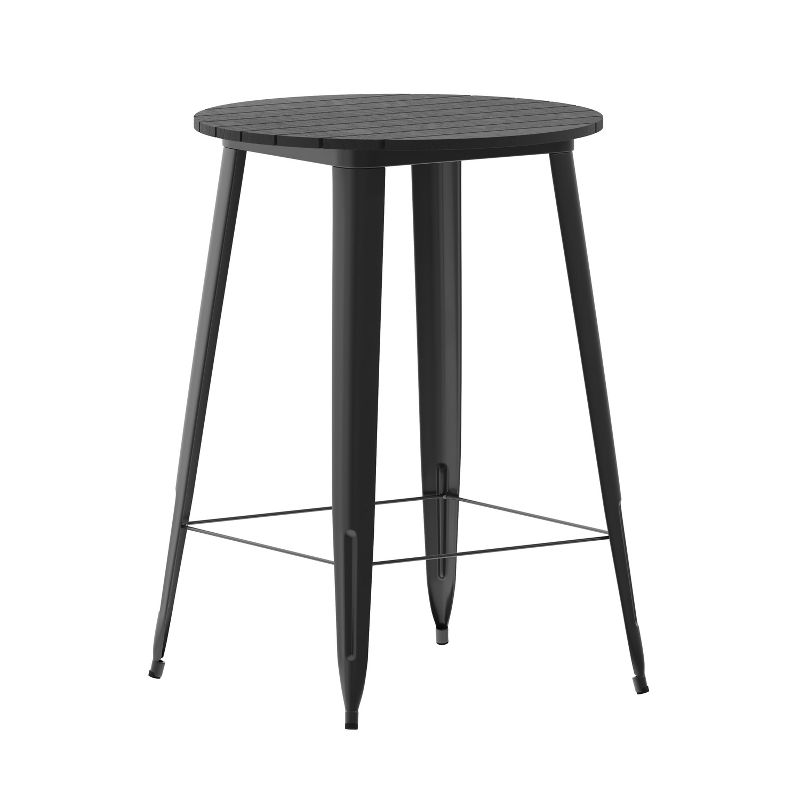 Flash Furniture Declan Commercial Indoor/Outdoor Bar Top Table, 30" Round All Weather Poly Resin Top with Steel base, 1 of 11