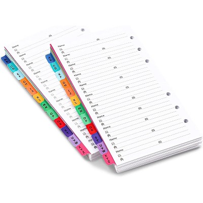 Juvale 2-Pack Address Book Refill Pages for 6 Hole Planner, A-Z Tabs, Write Email Phone Address (6.75 x 4 inches)