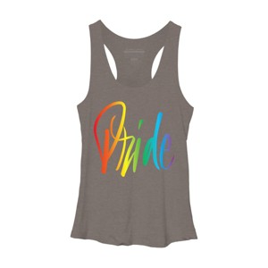 Adult Design By Humans Rainbow Cursive Letters Pride By machmigo Racerback Tank Top - 1 of 2