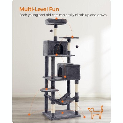 Smoky Gray 75.2" Multi-Level Cat Tree with Sisal Posts