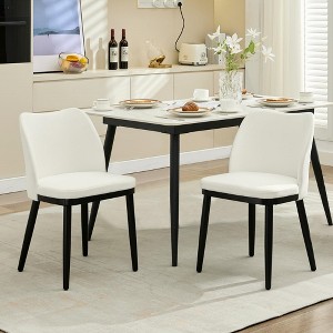 Dining Chairs Set of 2: Upholstered Velvet Dining Room Side Chairs, Chair for Dining with Padded Seat and Wood Legs, Modern Dining Chair - 1 of 4