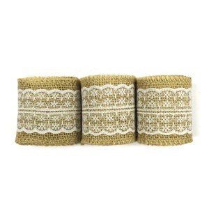 Wrapables Hessian Burlap with Lace Ribbon 2.5 Inch Width x 2 Yards Length - 1 of 4
