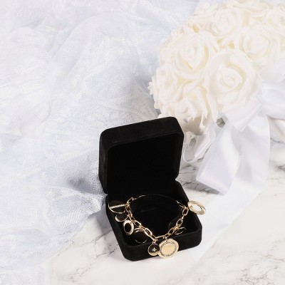 Navy Velvet Jewelry Gift Boxes Ring Bracelet Storage Organizer Box 