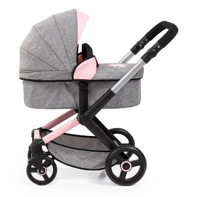 Butterfly Grey and Pink Doll Stroller with Adjustable Handle