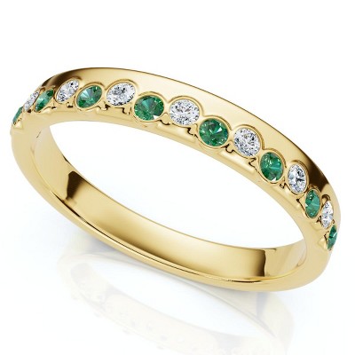 Pompeii3 1/5Ct Diamond & Emerald Rhythm Anniversary Band 14k Gold or Platinum Lab Created