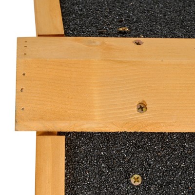 Natural Fir Wood and Metal 2-Level Rabbit Hutch with Asphalt Roof