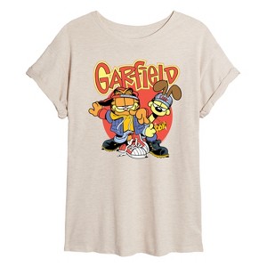 Women's - Garfield - Garfield And Odie Logo Oversized Graphic T-Shirt - 1 of 4