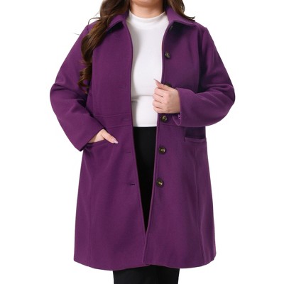 Agnes Orinda Women's Plus Size Winter Single Breasted Back Split with Pockets Long Overcoats