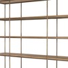 HomeRoots 82" Antiqued Brass And Light Brown Distressed Metal and Solid Wood Three Tier Bookcase with Four Doors - 4 of 4