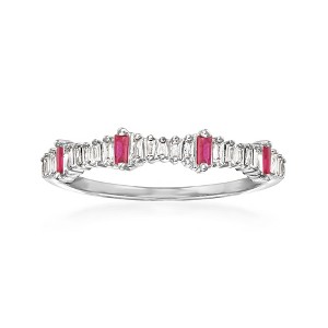 Ross-Simons 0.14 ct. t.w. Diamond and .10 ct. t.w. Ruby Ring in 14kt White Gold - 1 of 4