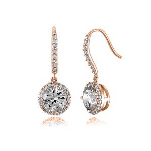 Guili Round CZ Drop Earrings in Sterling Silver with Gold, Rose & Rhodium Plating – Euro Style Sparkle for Refined Everyday Elegance - 1 of 4