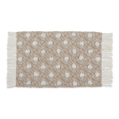 Design Imports Geometric Textured Fringe - Stone - 2 X 3 Ft