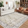 Boho Vintage Area Rug Ultra Thin Low Pile Machine Washable Stain Resistant Non Shedding Pet Friendly Floor Rug - 2 of 4