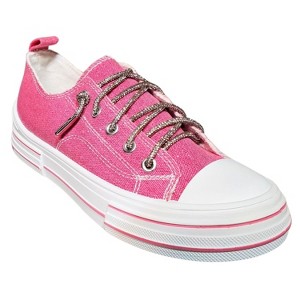Very G Womens Aman Sparkle Lace Up Canvas Sneaker, Pink - 1 of 4