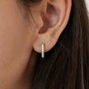 Girls' Small Multi CZ Huggie Hoop Yellow Gold Flashed Sterling Silver Earrings - In Season Jewelry - 3 of 4