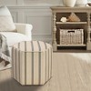 Sapphtopaz Modern Farmhouse Ottoman with Natural-Hued Printed Stripe Upholstered Hexagonal Foot Stool Vanity Stool for Living Room,Bedroom,Natural - 4 of 4