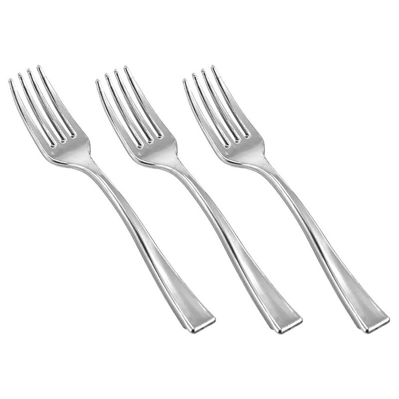 Smarty Had A Party Shiny Metallic Silver Mini Plastic Disposable Tasting Forks (960 Forks), 2 of 4