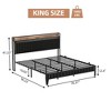 Full Bed Frame with Charging Station, LED Bed Frame with Storage Headboard, Upholstered Platform Bed Frame - 2 of 4
