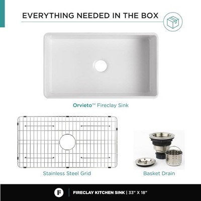 Premium White Fireclay Farmhouse Drop-In Kitchen Sink